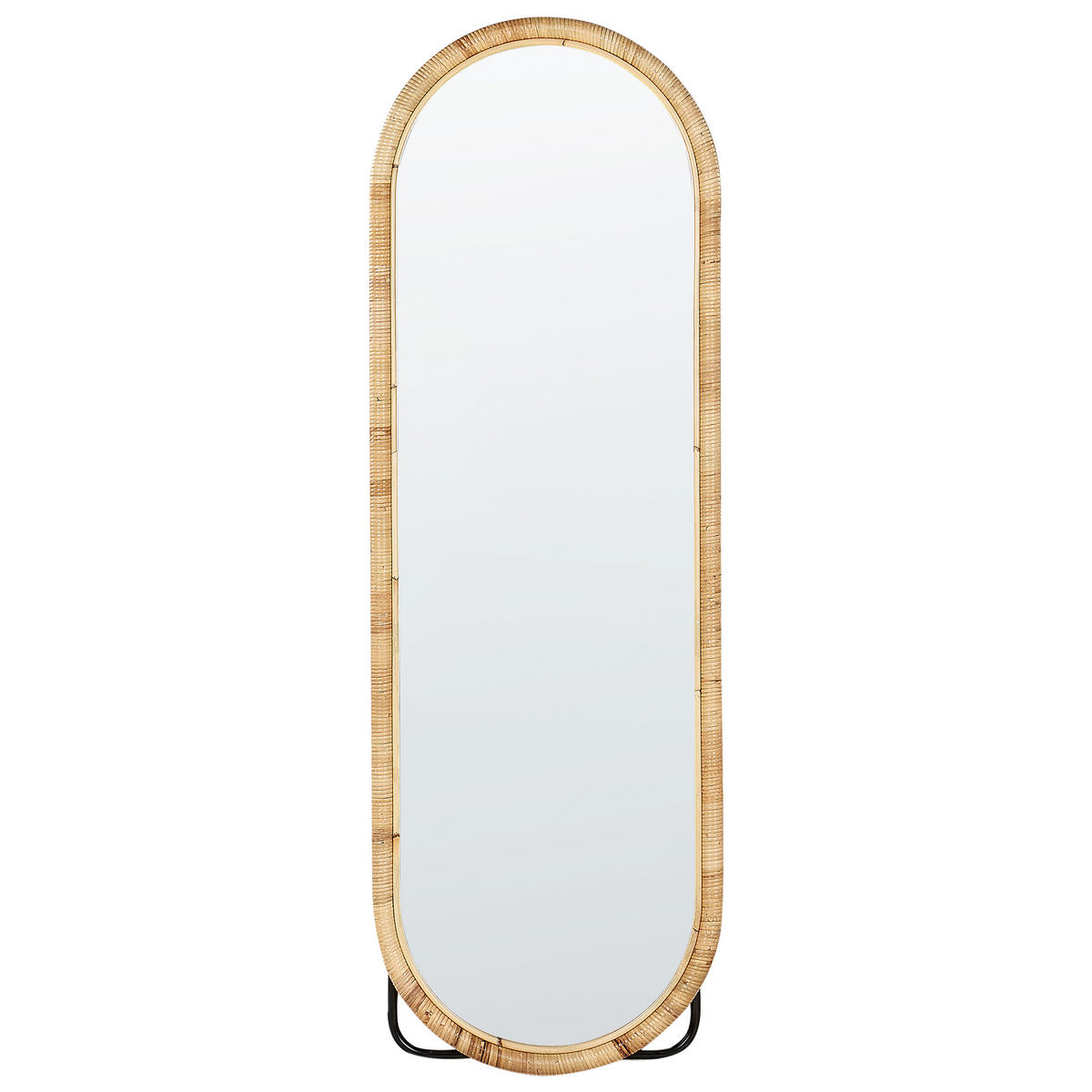 OGLINDĂ PE SUPORT 150 cm ratan culoare naturală Montot - culoare naturală/negru, materiale naturale (50/150/3cm) - Beliani