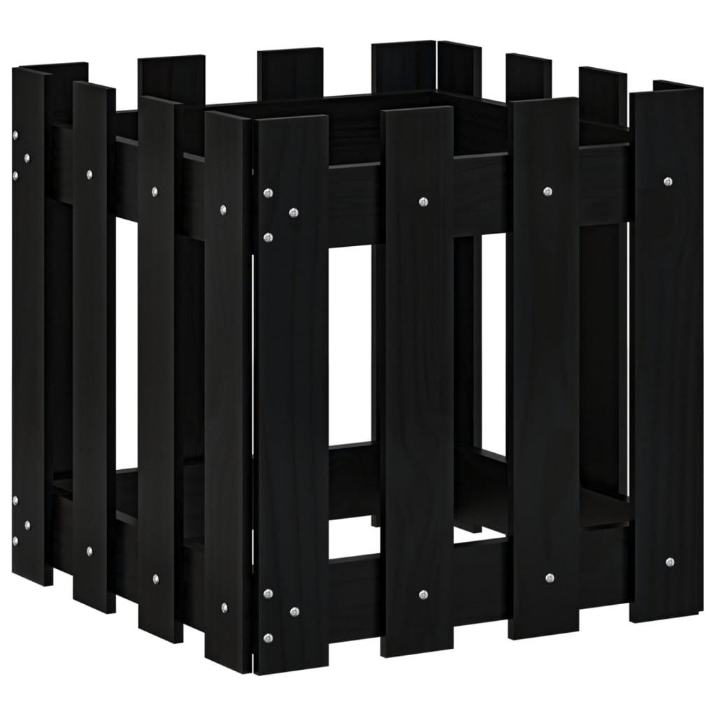 PFLANZKÜBEL Lattenzaun-Design Schwarz 40x40x40 cm Kiefernholz - Schwarz, Holz (40/40/40cm)