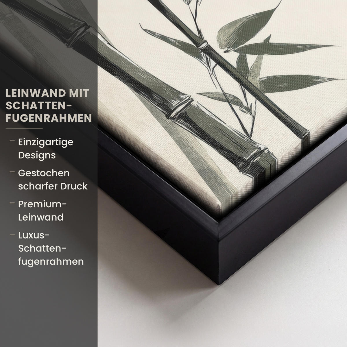 LEINWAND Bilder mit Rahmen - Japandi - Bambus - Beige - 30x40 - Eukalyptusholzfarben, Textil (30/40cm) - MuchoWow