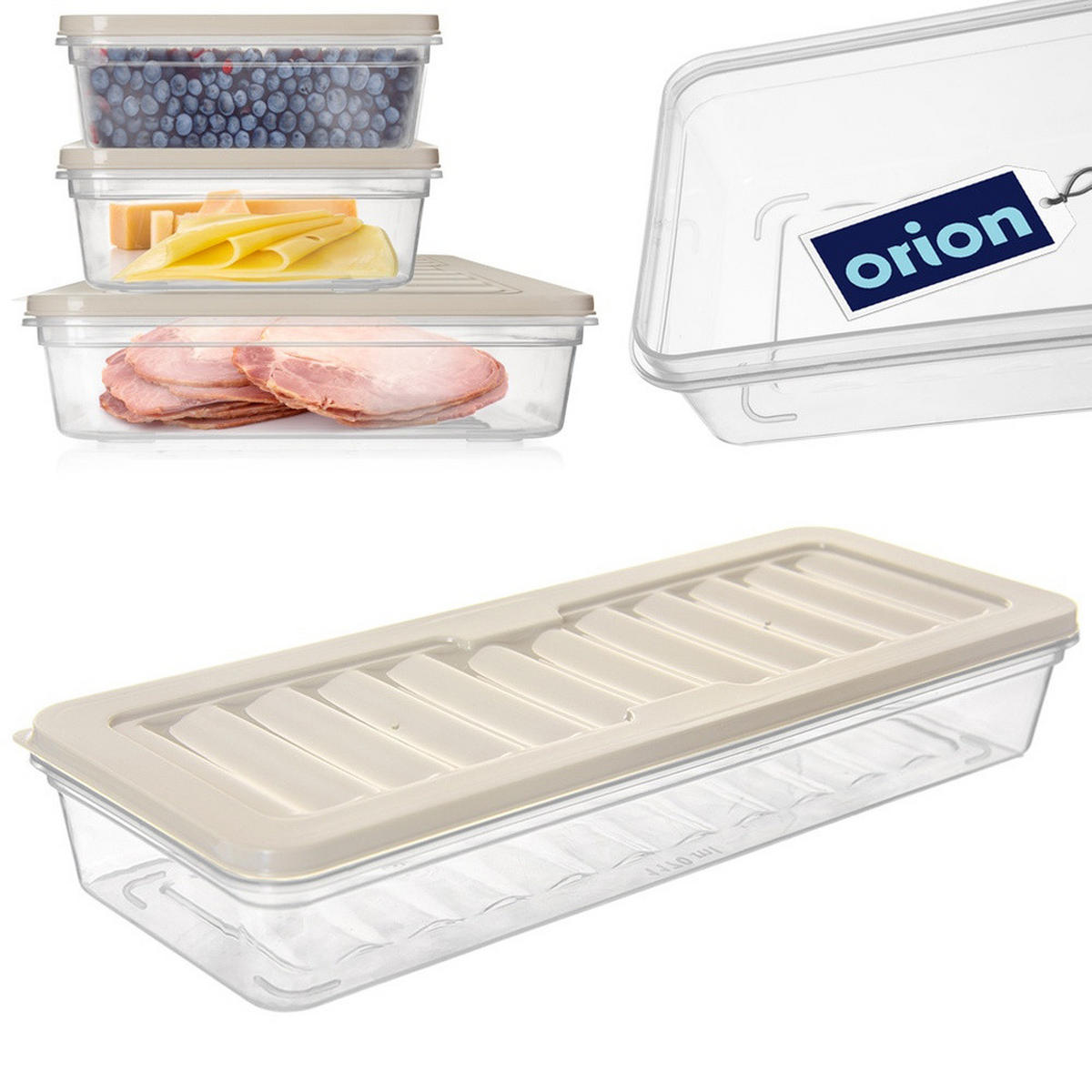 LEBENSMITTELBEHÄLTER flach 1 l Cremeweiß - Creme, Kunststoff (11/4.5/28.5cm) - Orion 