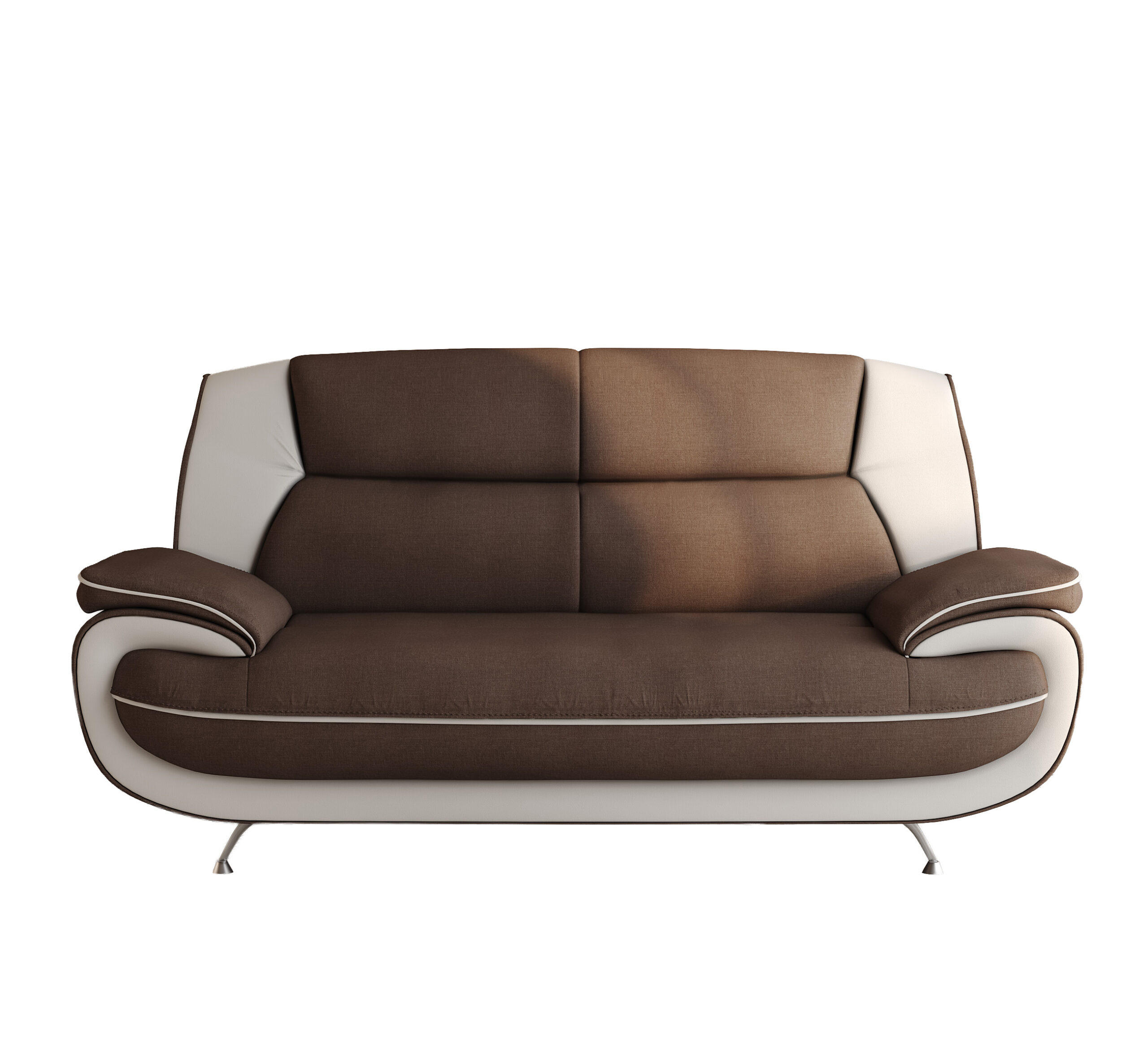 SOFA 2-Sitzer, Stoff Kronos, Braun + Weiß, Palermo - Braun, Holz (168/89/87cm) - Kaiser Möbel