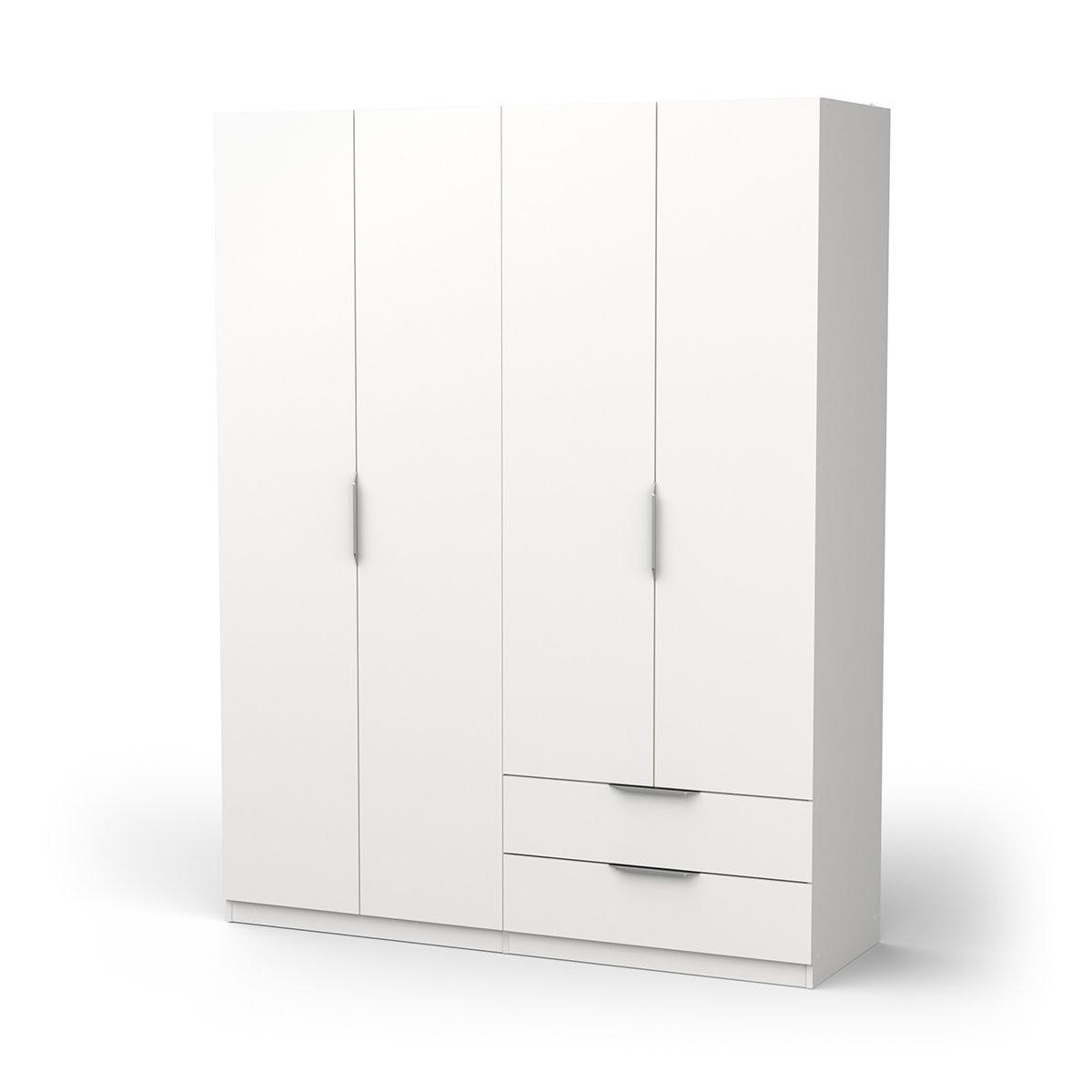 SCHRANK, 4 Türen - GHOST - Weiß - 157,3 x 51,1 x 203 cm - Weiß, Holz (51.1/203/157.3cm) - Demeyere