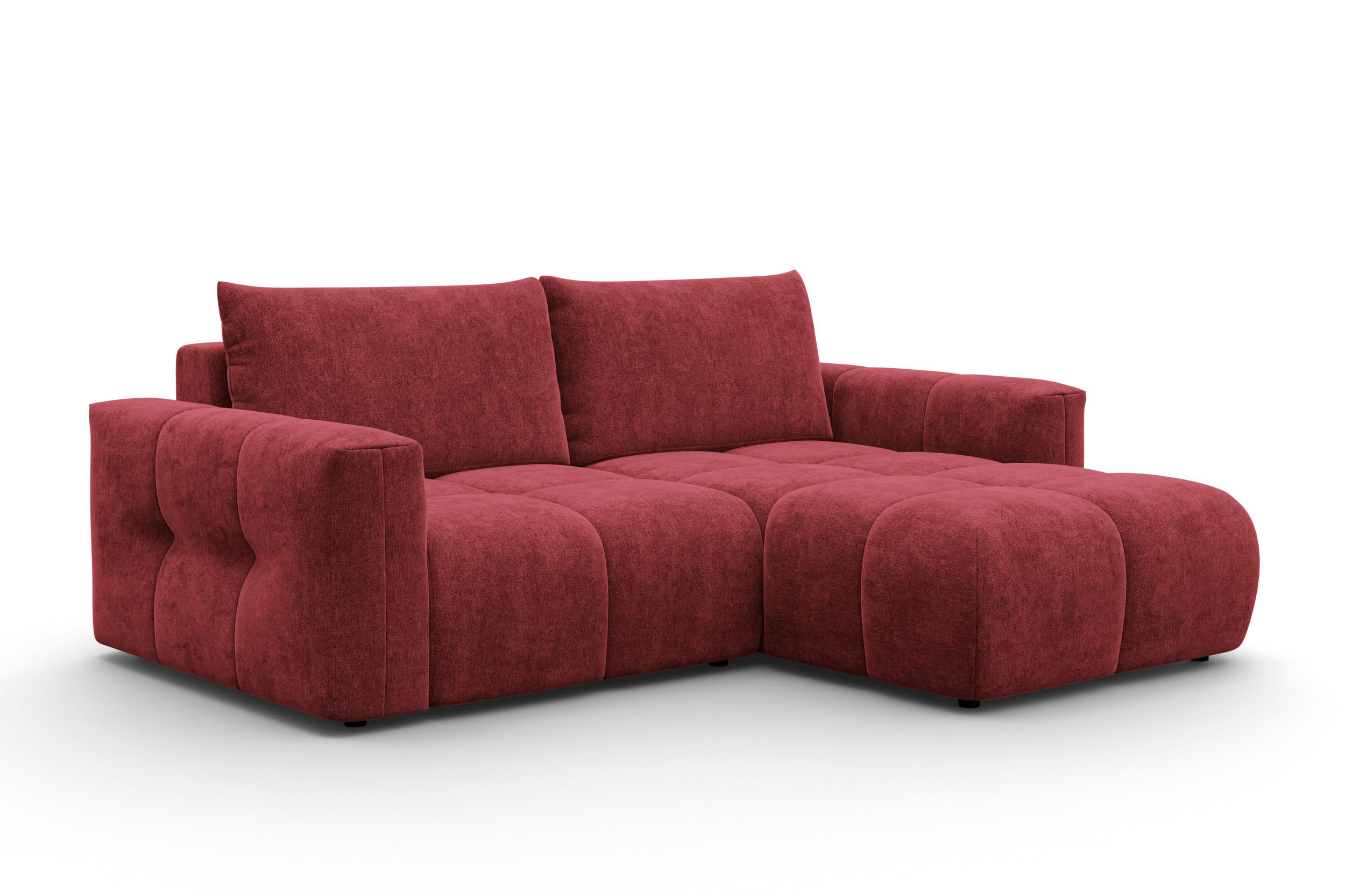 ECKSOFA VERONA 3-Sitzer rechts, Dunkelrot - Schwarz/Dunkelrot, Holz/Textil (224/173cm) - Courtois Laville