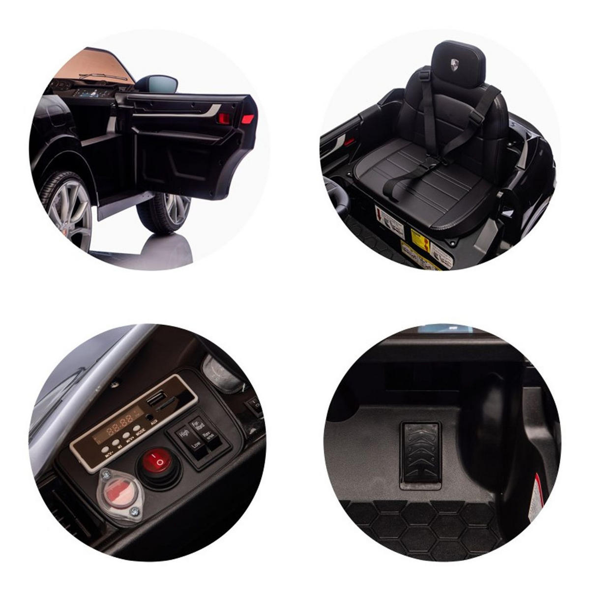 ELEKTROAUTO Porsche Cayenne schwarz Vierradfederung Fernbedienung Gurt - Schwarz, Kunststoff (103/63/54cm) - Chipolino