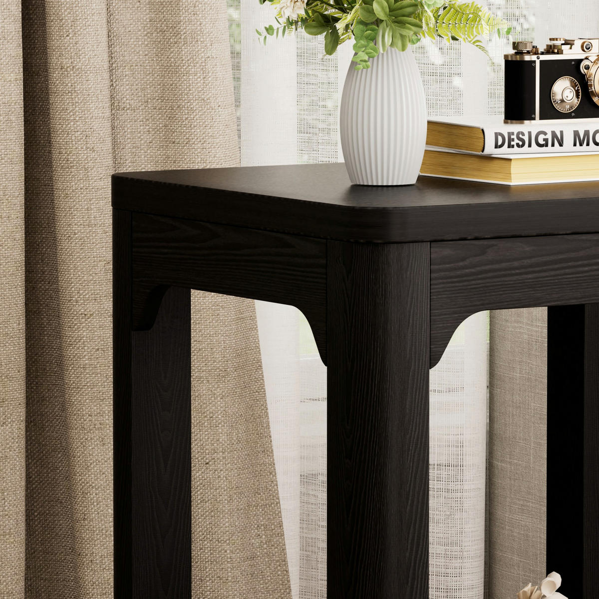 BEISTELLTISCH 2er-Set 50x40x60 cm aus MDF Schwarz mit 2 Ablagen - Schwarz, Holzwerkstoff (50/40/60cm) - IVMEU