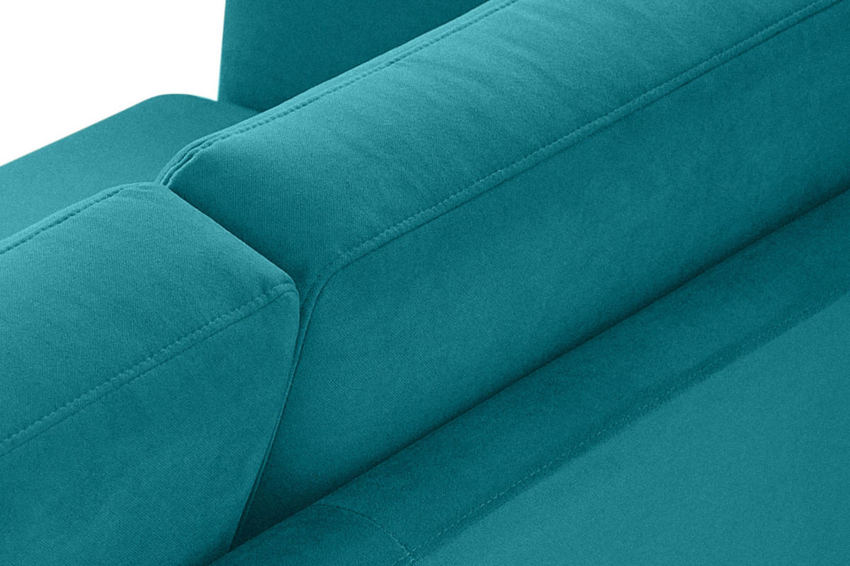 SOFA TAGIO mit Armlehnen, Türkisblau - Türkis/Braun, Buchenholz/Textil (153/80/84cm) - KONSIMO®