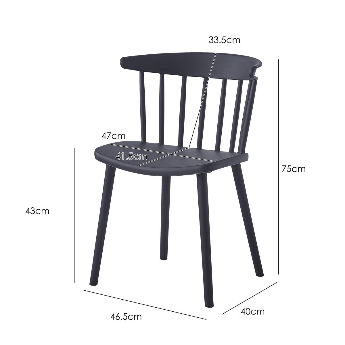 STUHL 4er-Set Polypropylen Schwarz - Schwarz, Kunststoff (46.5/75/41.5cm) - Nordlys