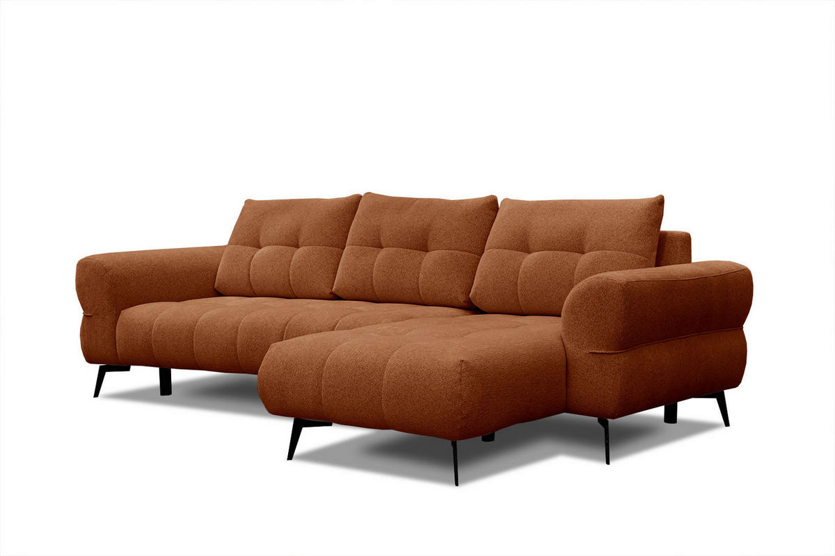 ECKSOFA SALVINI 4-Sitzer, dunkelorange - Dunkelorange/Schwarz, Holzwerkstoff/Textil (292/158cm) - Courtois Laville