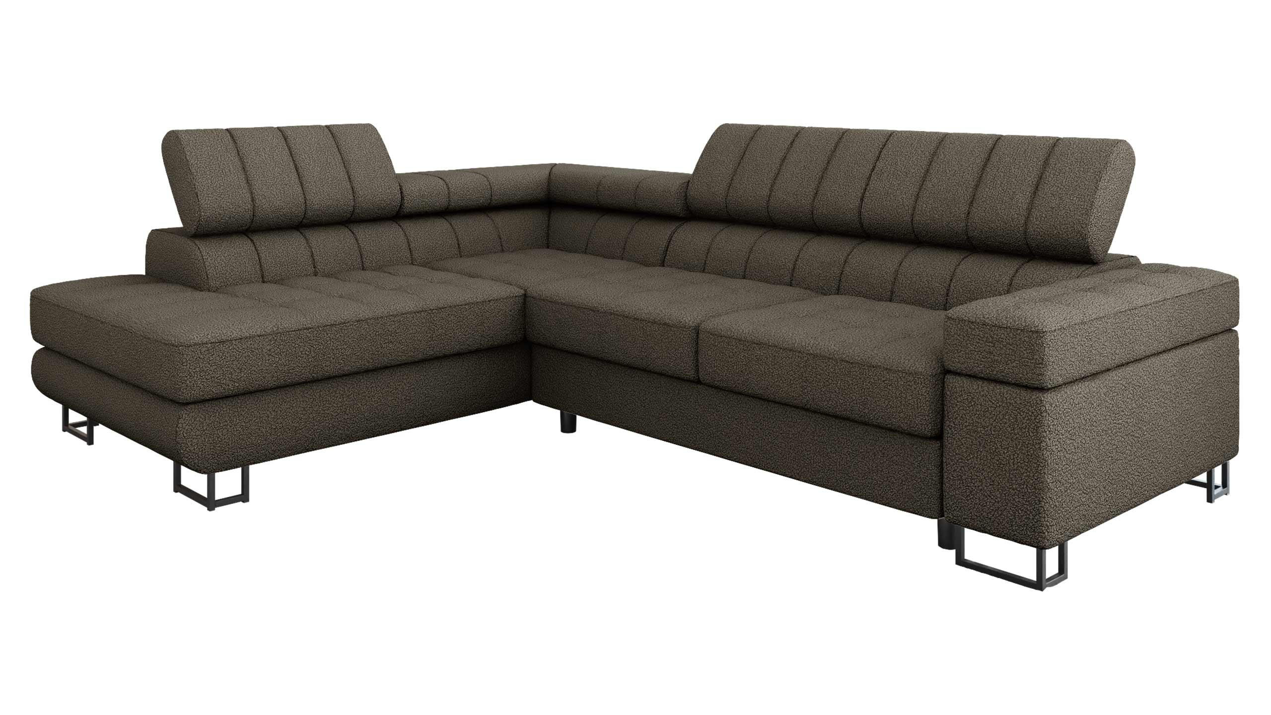 ECKSOFA Laris Premium, Seite: Links - Dunkelbraun/Schwarz, Holz/Textil (271/203cm) - MIRJAN24