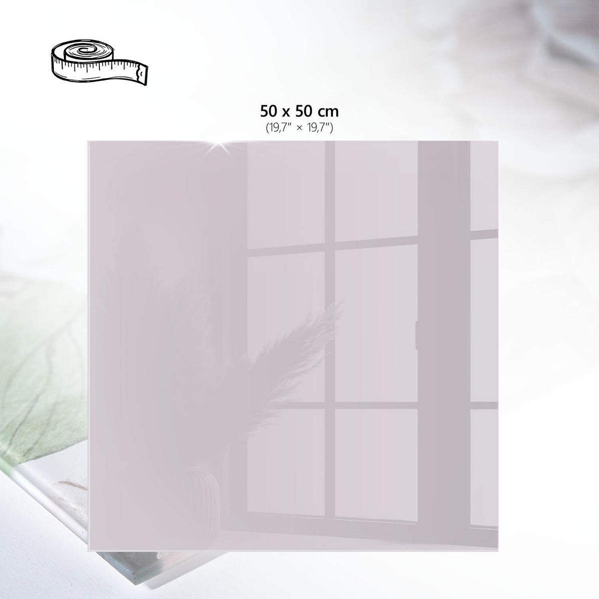 TISCHPLATTE 50x50 cm – Helllila - Pink, Glas (50/50/0.4cm) - Wallfluent