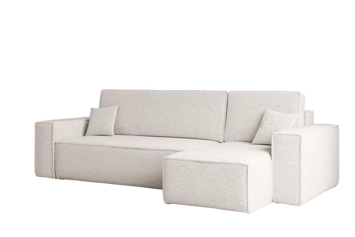 ECKSOFA Mit Schlaffunktion Und Bettkasten L-Form BEST Stoff Abriamo Ecru Rechts - Ecru, Holz/Textil (244/142cm) - Kaiser Möbel