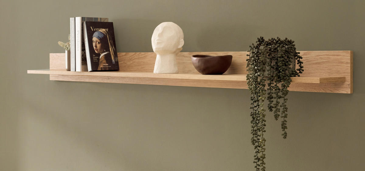 WANDBOARD Eiche, Wandregal 195 cm - Kaschmir/Eichefarben, Holzwerkstoff (195/15/17cm) - Furn.Design