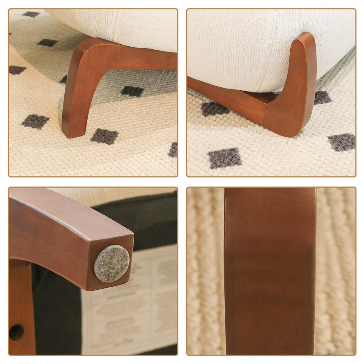 SESSEL Relaxsessel,ohne Armlehnen,Massivholzrahmen,Samtstoff, Weiß - Weiß, Holz (72.2/69.9/86.9cm) - LVHOM