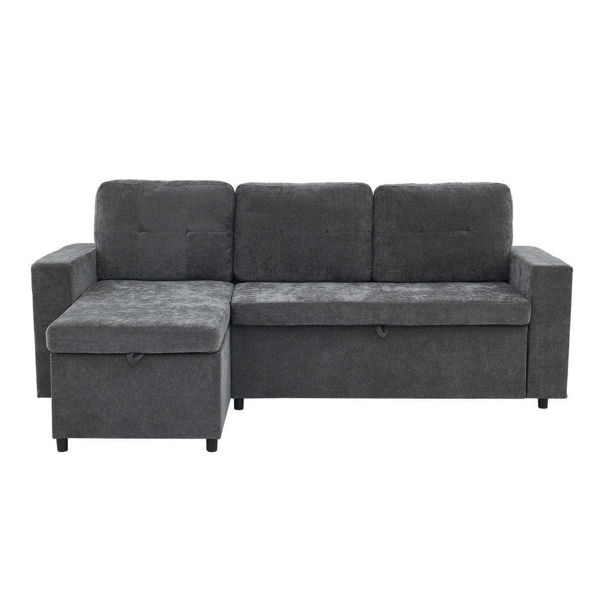 ECKSOFA 202/136/85 cm grau aus Chenille mit Stauraum - Grau, Textil (136/202cm) - OKWISH