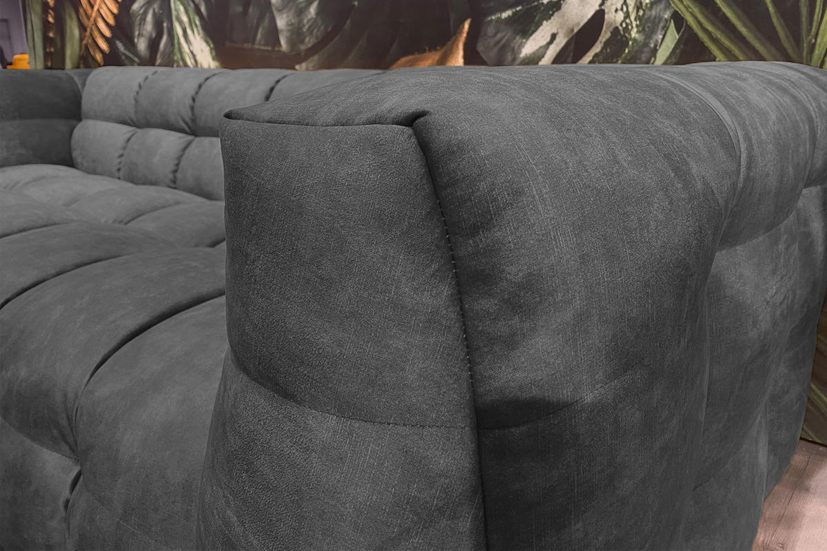 SOFA RIO Anthrazit Velvet - Anthrazit/Schwarz, Textil (207/68/105cm) - KAWOLA