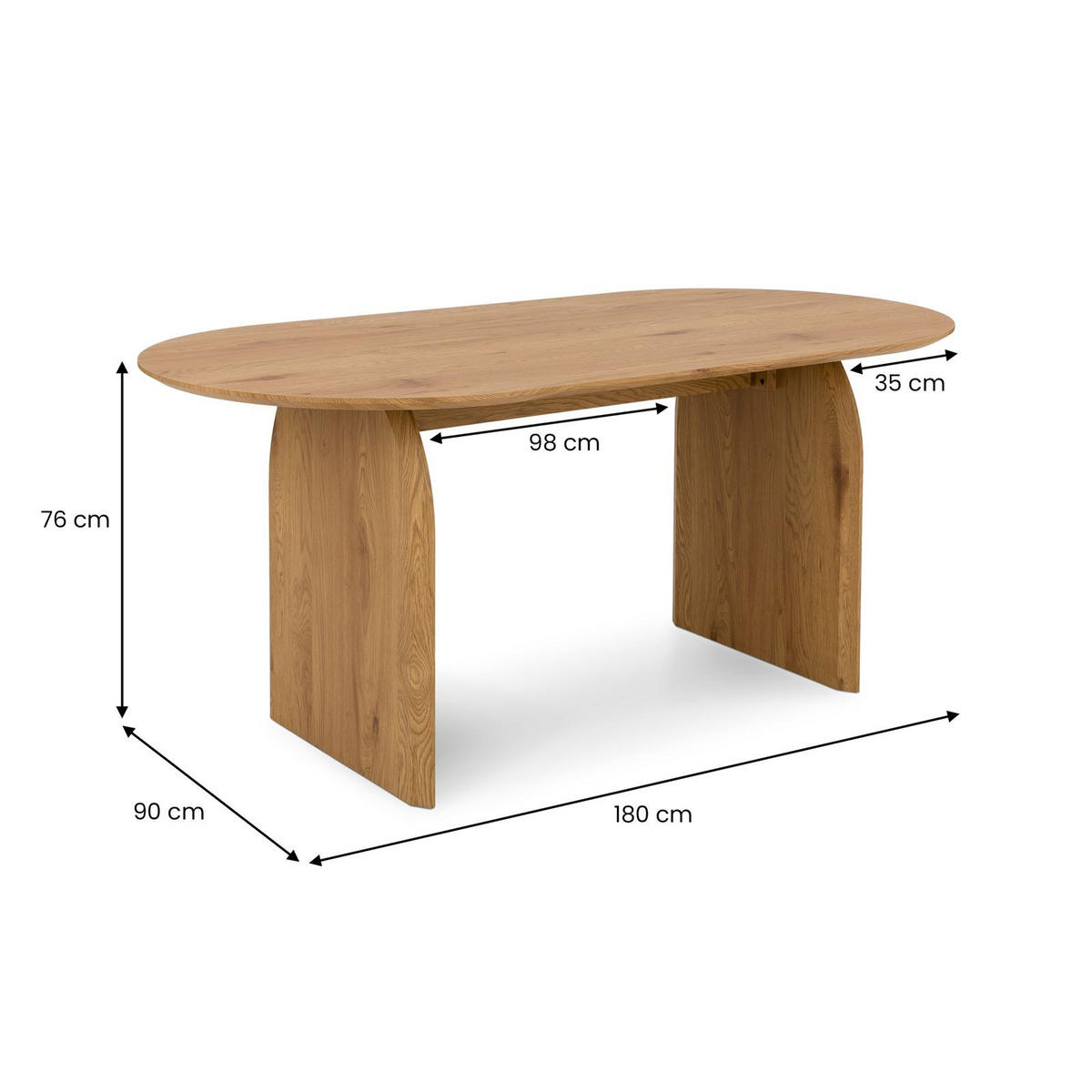ESSTISCH MALA Eiche - Eichefarben, Holzwerkstoff (90/180/76cm) - IDIMEX