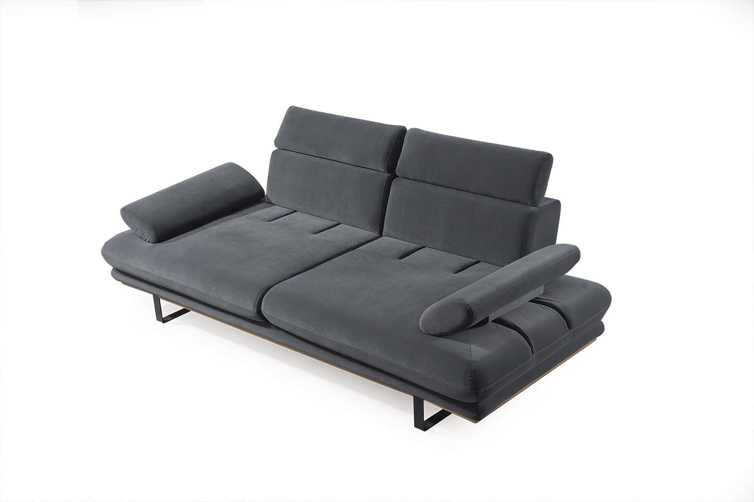 SOFA Energy 2-Sitzer Samt Dunkelgrau - Dunkelgrau, Textil (200/82/100cm) - Villa Möbel