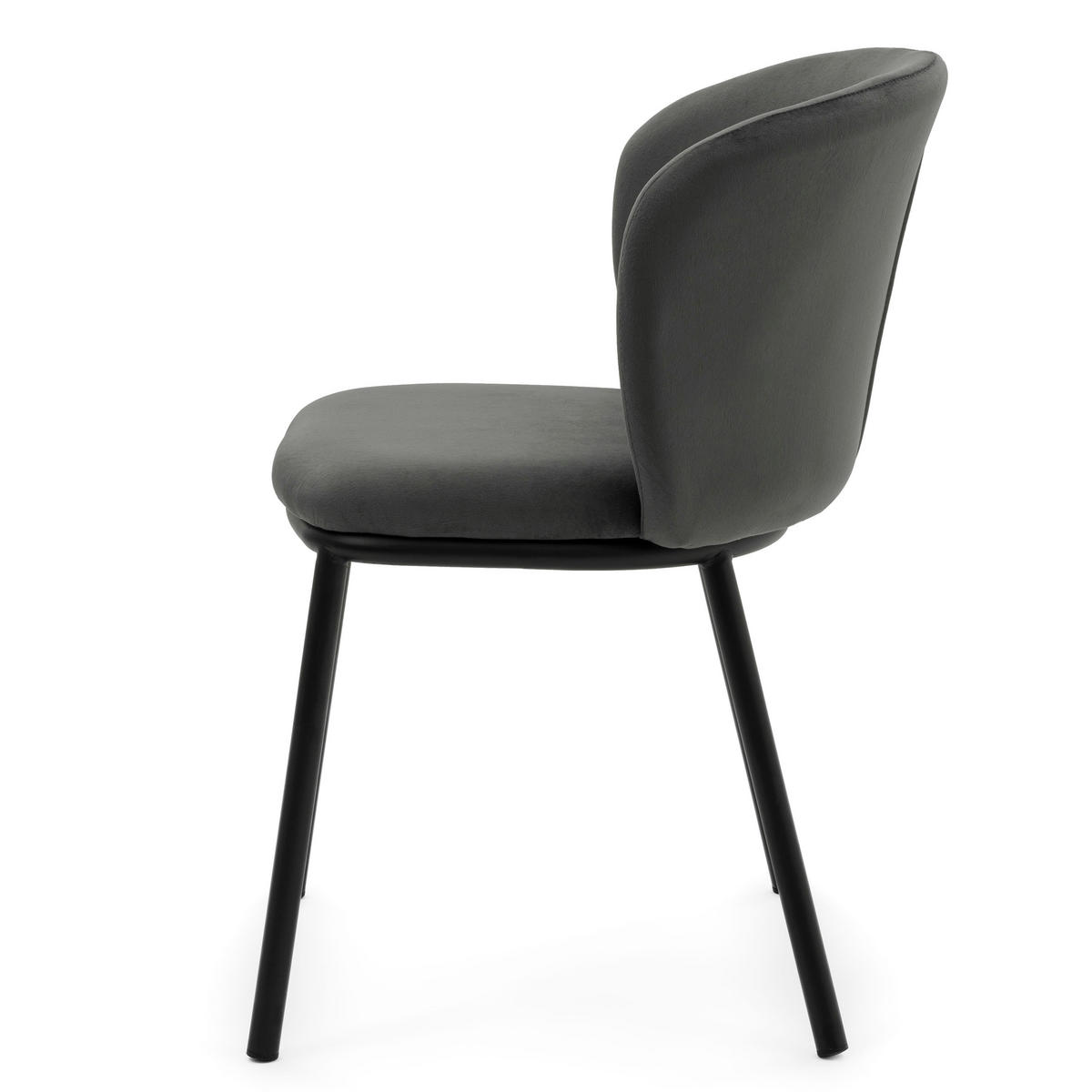 STUHL BARI gepolsterter mit Steppung - grau - Samt Velour - Schwarz/Grau, Textil/Metall (54/81/57cm) - NEW HOME