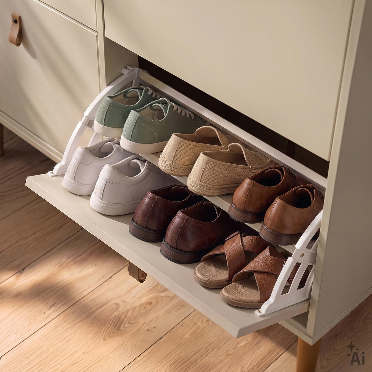 SCHUHKIPPER MIKKA Kaschmir/Eiche - Kaschmir/Eichefarben, Holz (107/92/25cm) - IDIMEX
