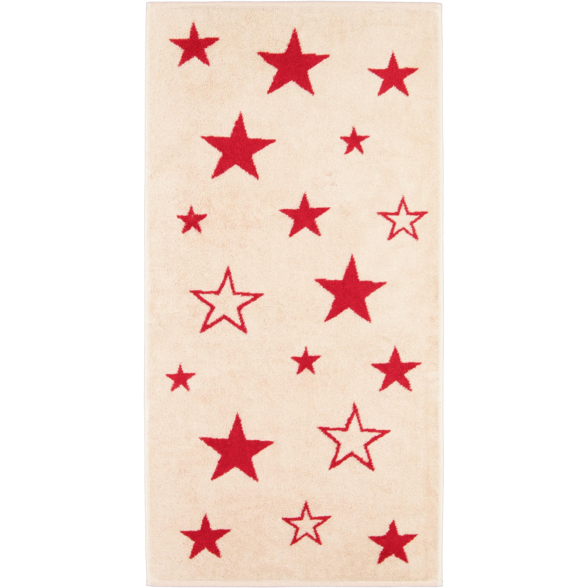 HANDTÜCHER CHRISTMAS EDITION STERNE 792 NATUR-ROT - 32 - Beige, Textil (50/100cm) - Cawoe