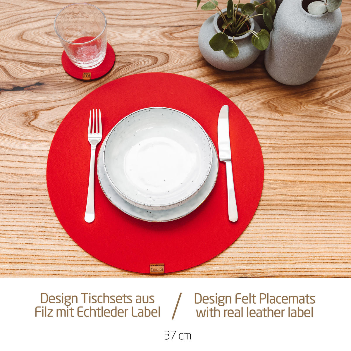 TISCHSETS Glasuntersetzer 12er-Set - Rot, Textil (37cm) - Miqio Design