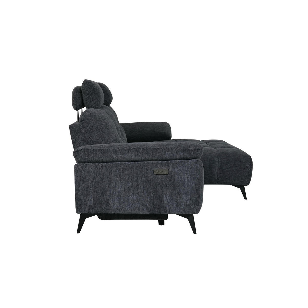 ECKSOFA Webstoff Grau - Schwarz/Grau, Textil/Metall (268/156cm) - Furnhouse