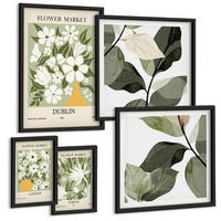 BILDER SET 5er Set - 50x50 cm & 20x30 cm & 40x60 cm Schwarzer Rahmen - Blumenmuster London Dublin - Schwarz, Kunststoff (40/60cm) - TULUP