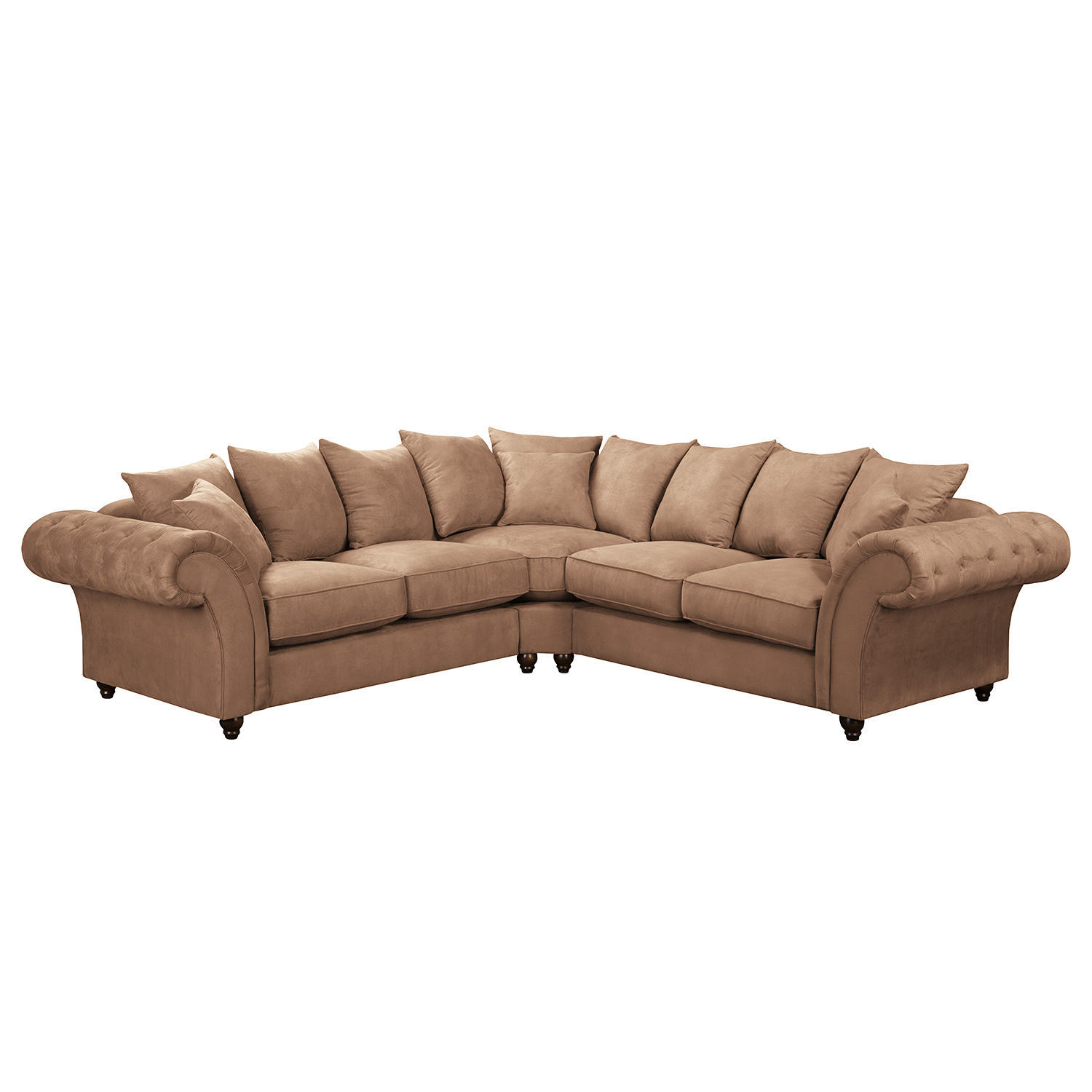 ECKSOFA - Antiklederlook - Braun/Cappuccino, Buchenholz/Textil (271/271cm) - home24