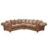 ECKSOFA - Antiklederlook - Braun/Cappuccino, Buchenholz/Textil (271/271cm) - home24