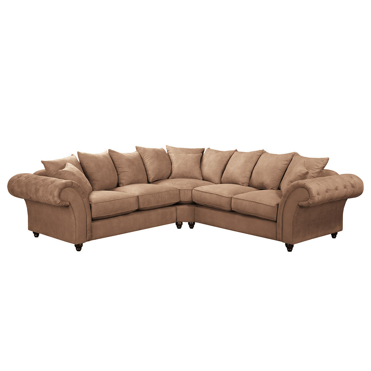 ECKSOFA - Antiklederlook - Braun/Cappuccino, Buchenholz/Textil (271/271cm) - home24