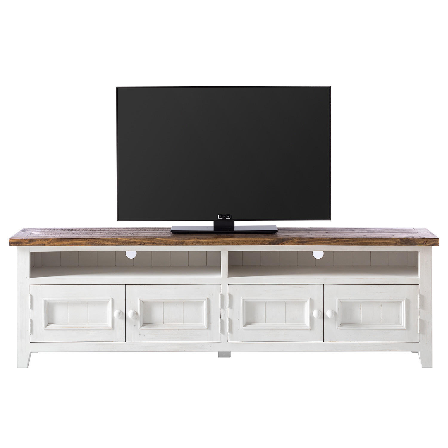 TV-LOWBOARD - Kiefer massiv, Kiefer Weiß - Weiß, Holz (196/60/42cm) - home24