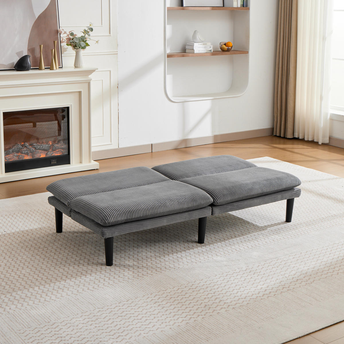 SCHLAFSOFA 167/43/67 cm in Grau Cord - Grau, Textil (86/67/168cm) - Oxeza