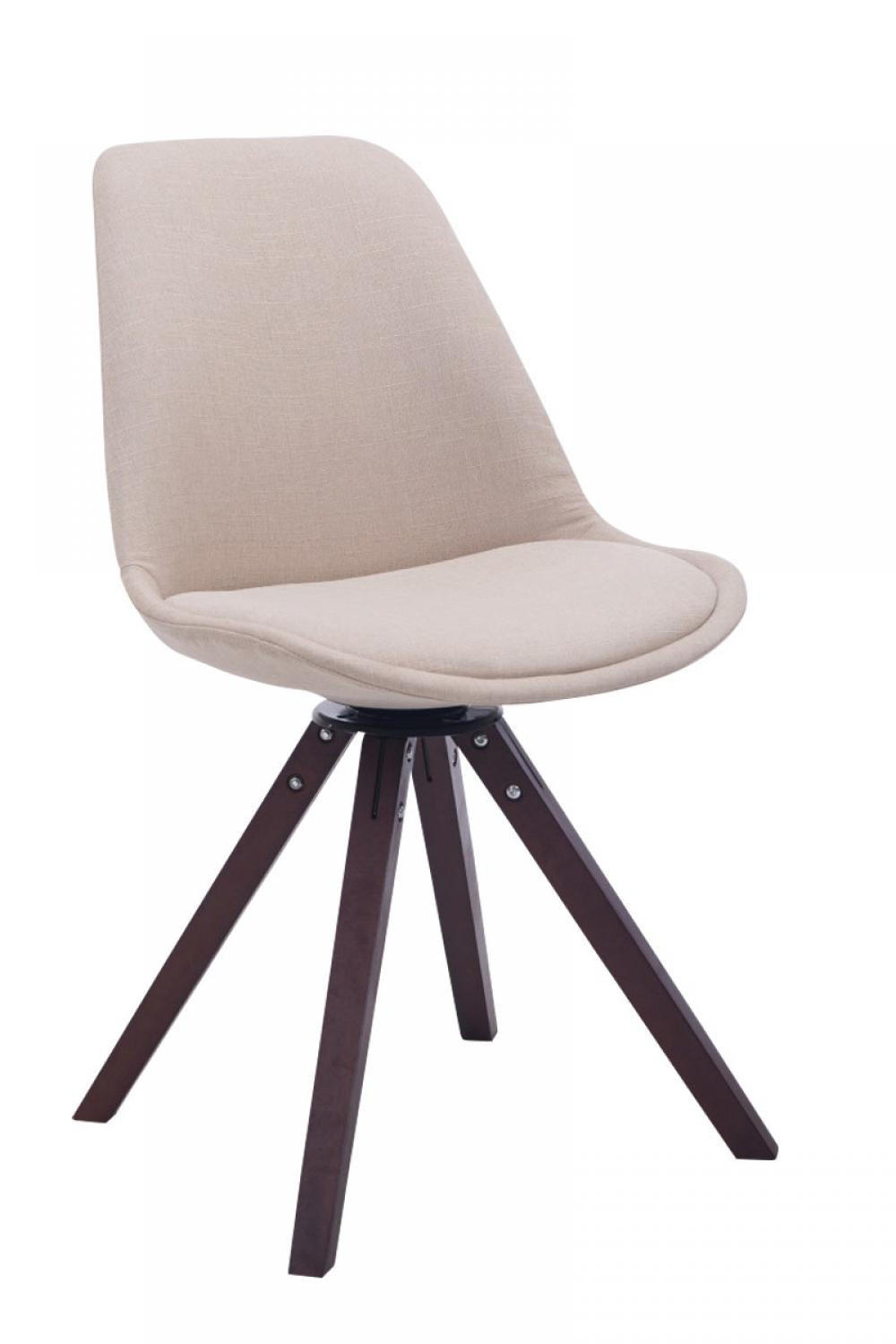 DREHSTUHL Stoff creme - Walnussfarben/Creme, Holz/Textil (48/84/56cm) - CLP