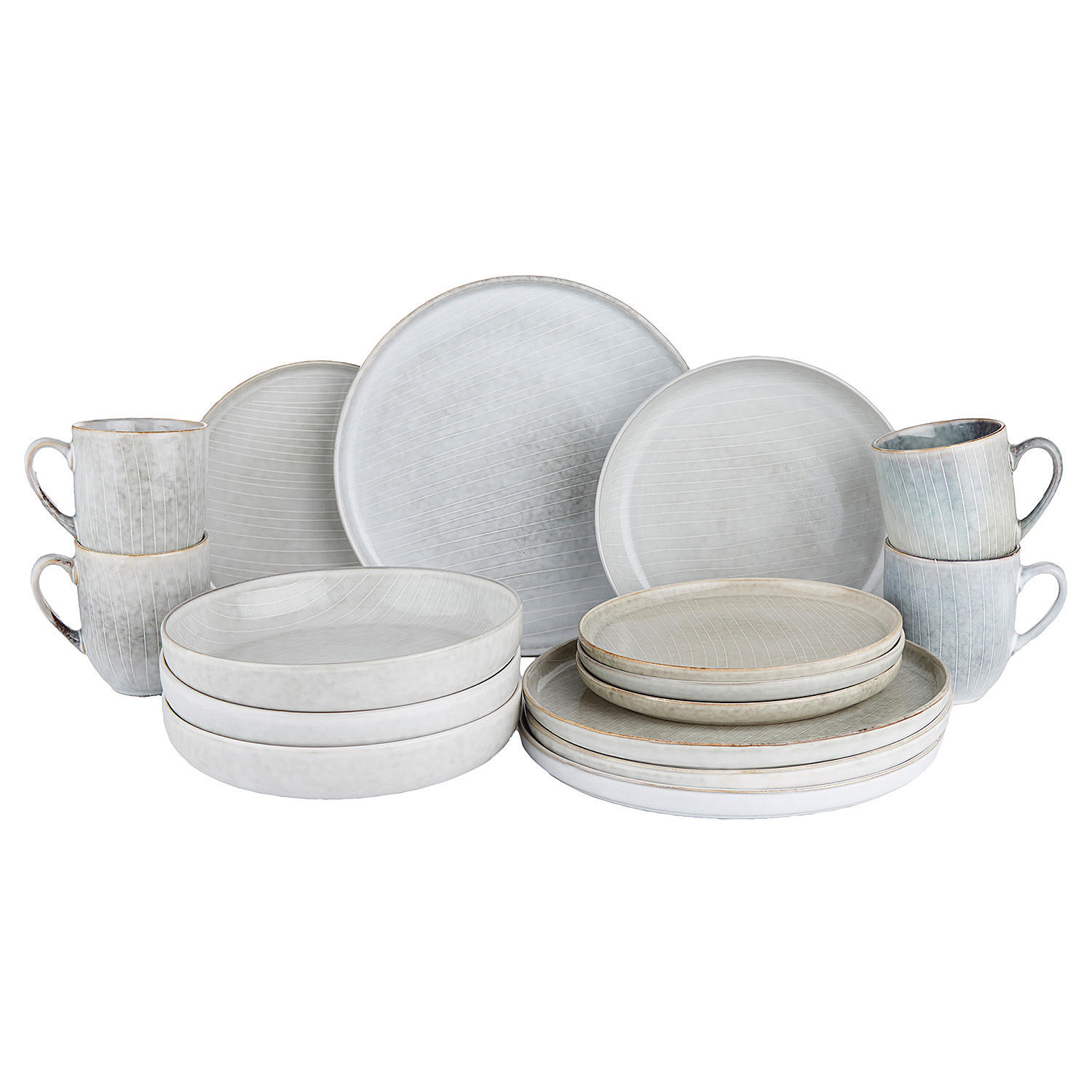 GESCHIRR-SET (16-teilig) Henley - Grau, Keramik (27/2/27cm) - Butlers
