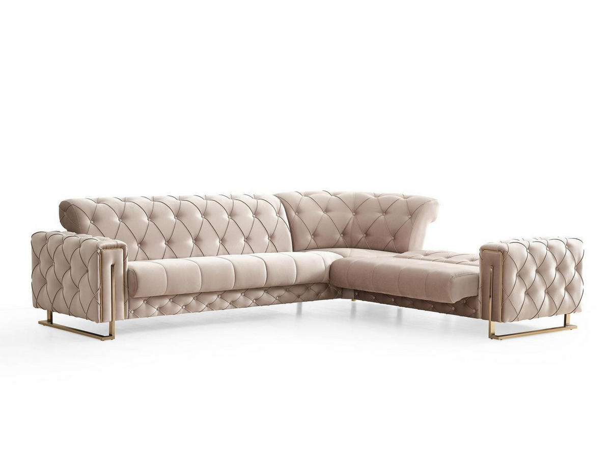 ECKSCHLAFSOFA Shimla Beige - Langer Schenkel Links - Beige, Holzwerkstoff/Kunststoff (310/245cm)