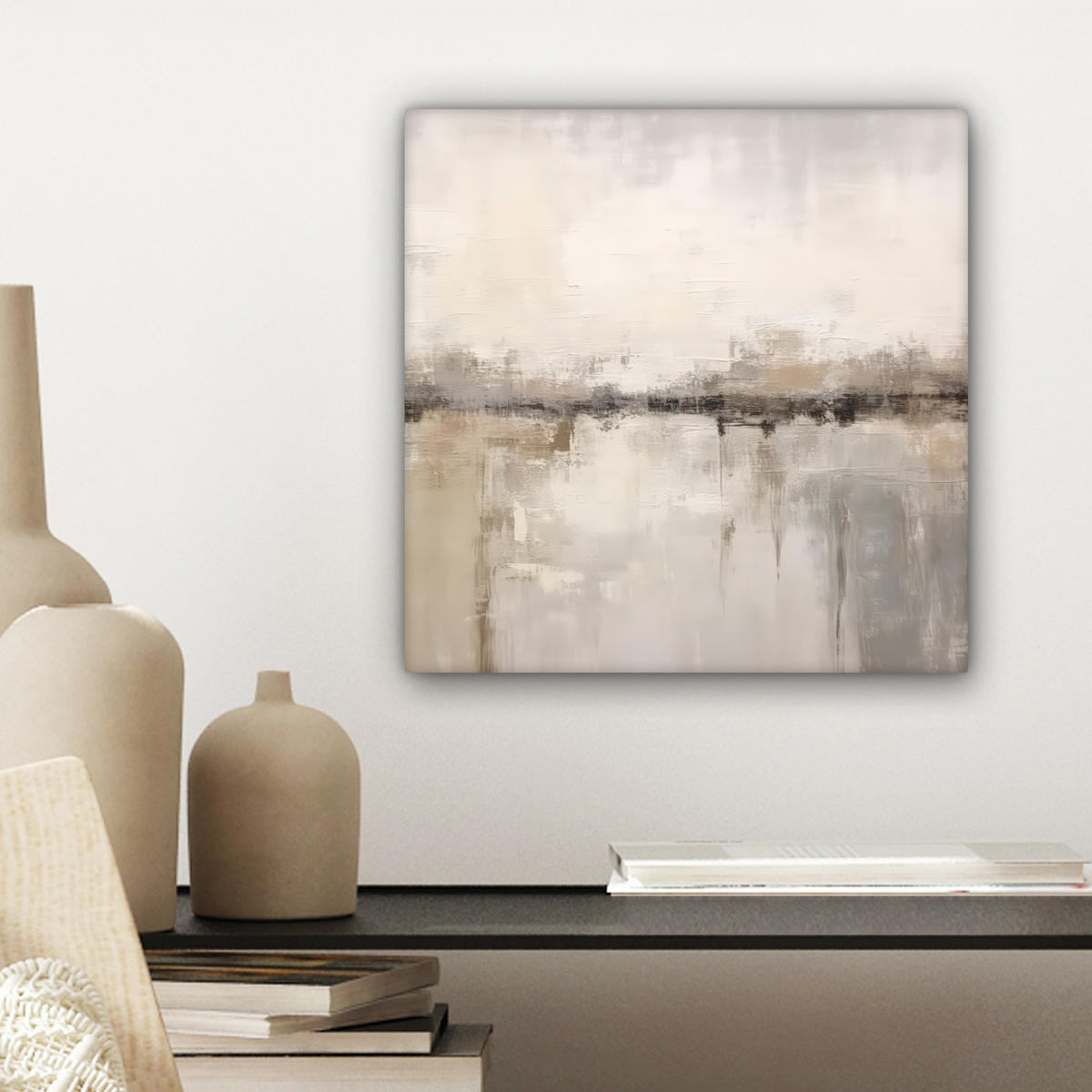 OBRAZ NA PLÁTNĚ Moderní umění - Abstraktní - Béžová 20x20 cm - béžová, textil (20/20cm) - MuchoWow