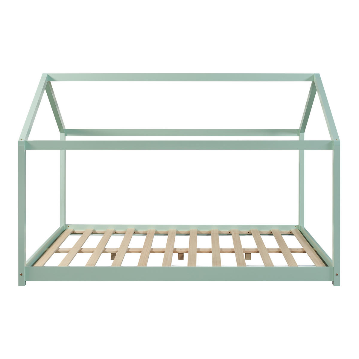 HAUSBETT Cerro mit Matratze - Mintgrün, Holz/Textil (120/200cm) - [en.casa]