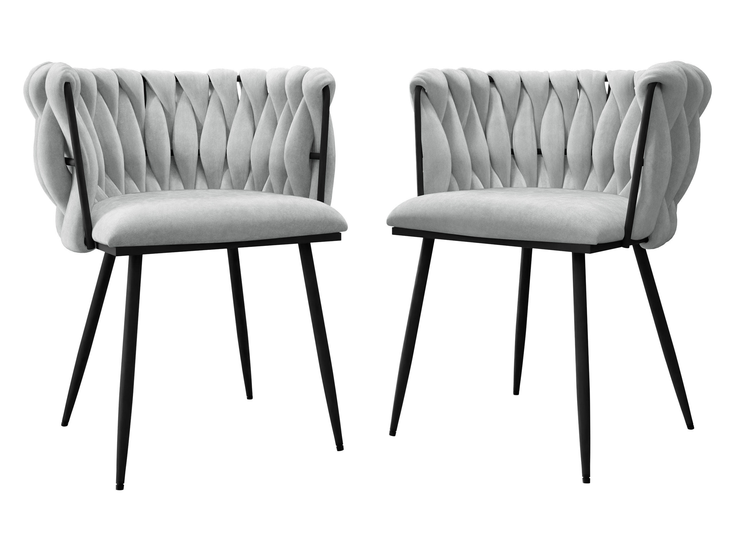 STUHL 2er-Set Muz DC-1142/BK (2 Stück in Samt) - Schwarz/Grau, Textil/Metall (50/76/52cm) - MIRJAN24