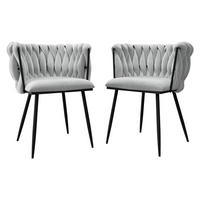STUHL 2er-Set Muz DC-1142/BK (2 Stück in Samt) - Schwarz/Grau, Textil/Metall (50/76/52cm) - MIRJAN24