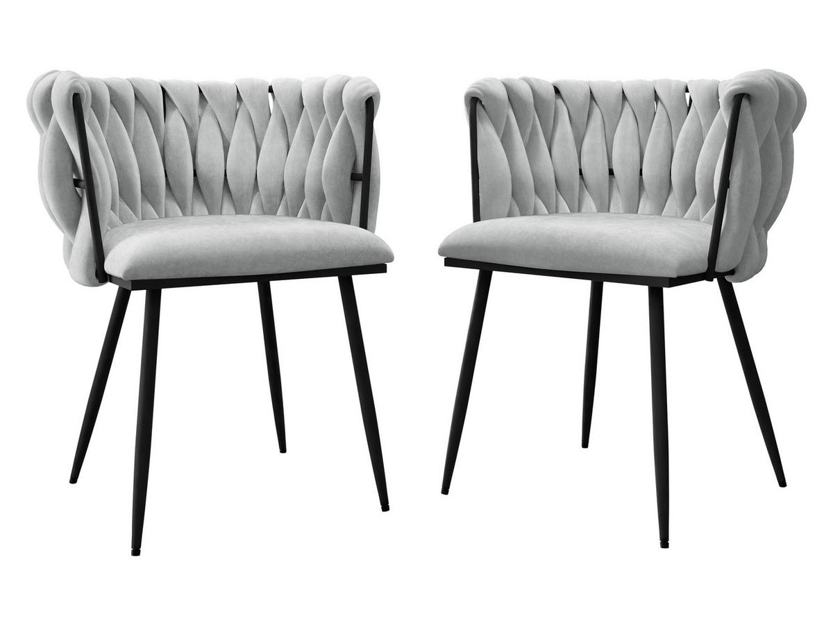 STUHL 2er-Set Muz DC-1142/BK (2 Stück in Samt) - Schwarz/Grau, Textil/Metall (50/76/52cm) - MIRJAN24