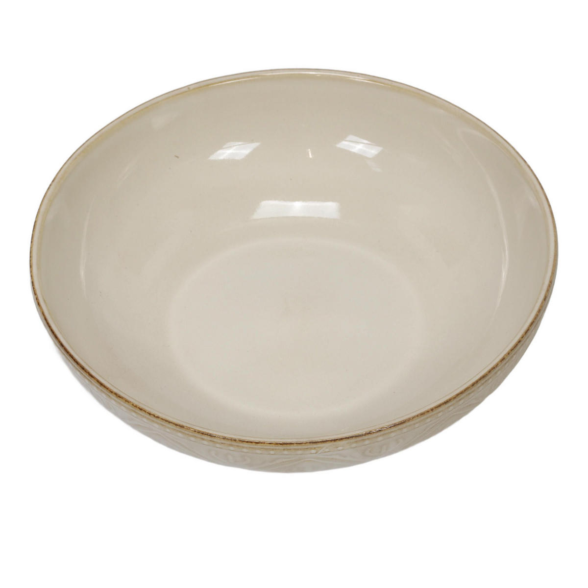 TELLER aus Keramik mit Rillenmuster Cremefarben 20/20/5 cm - Beige, Keramik (20cm) - Siaki