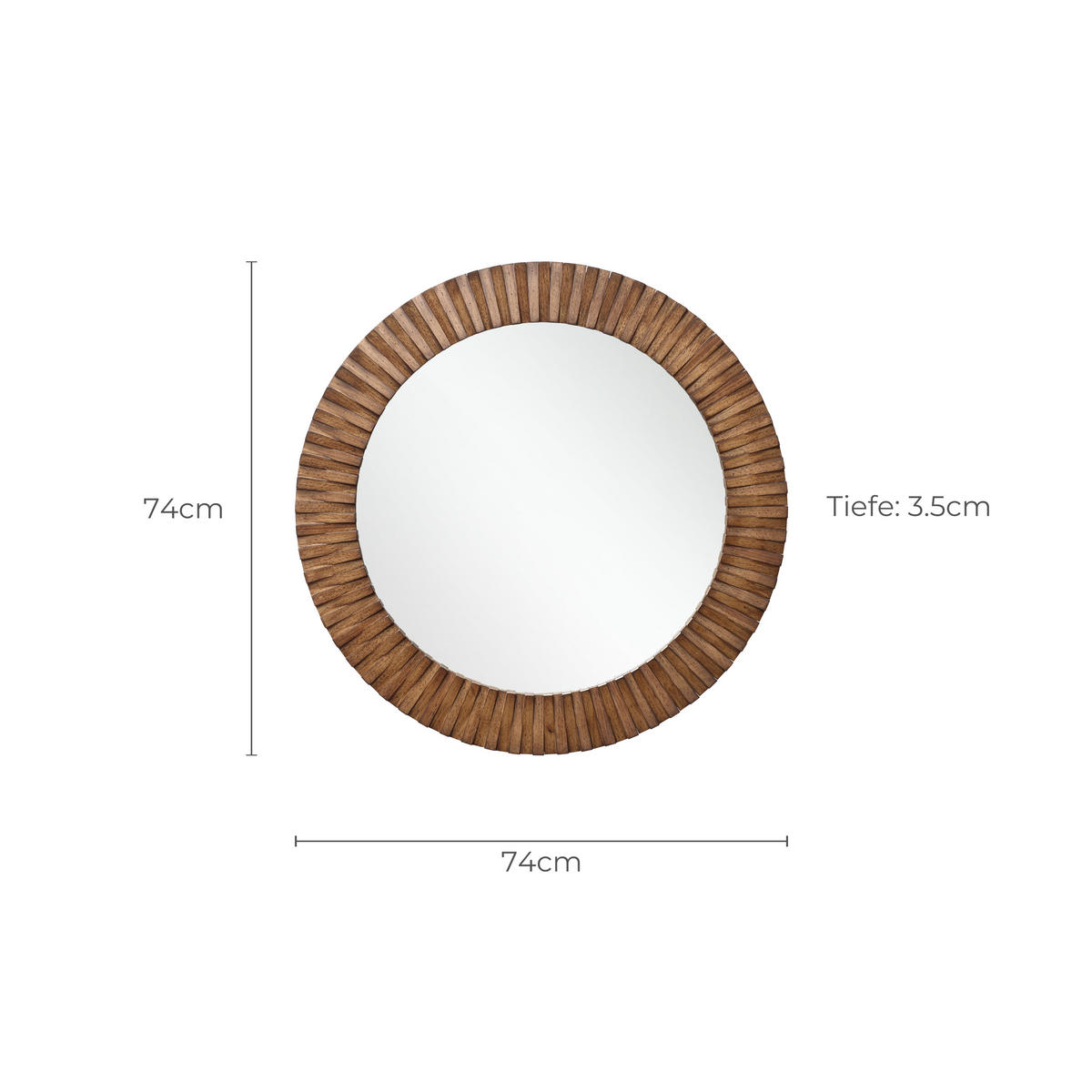 SPIEGEL rund Ø 74 cm mit Eichenholzrahmen - Alteiche, Glas/Holz (74/3.5/74cm) - Hometopia