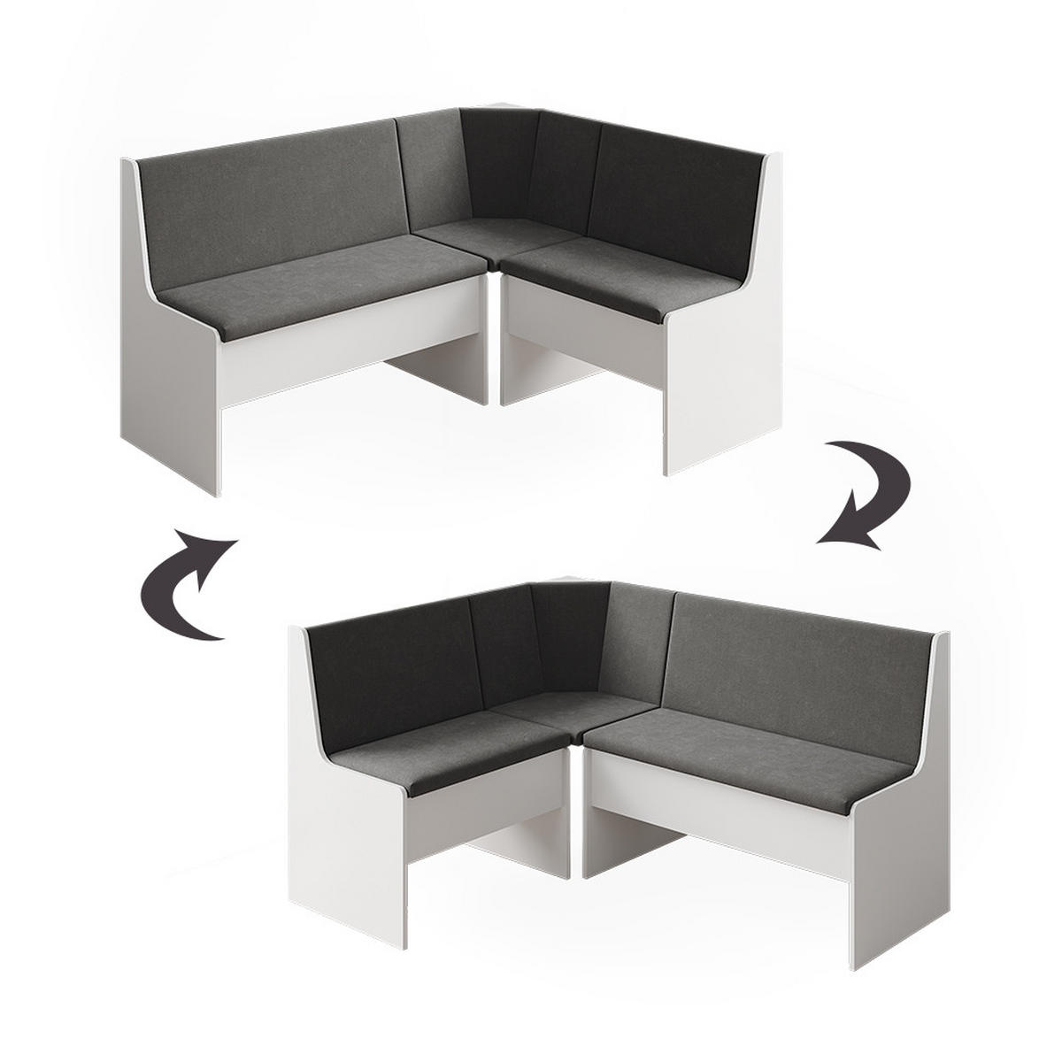 ESSZIMMER-ECKBANK Ramon Weiß 150 x 51 cm mit Stauraum - Weiß, Holzwerkstoff (150/80.5/51cm) - Vicco