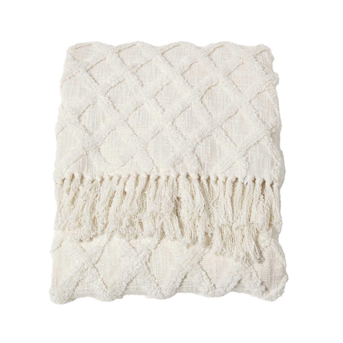 WOHNDECKE 125/150 cm, Baumwolle getuftet - Weiß, Textil (125/150cm) - Homescapes