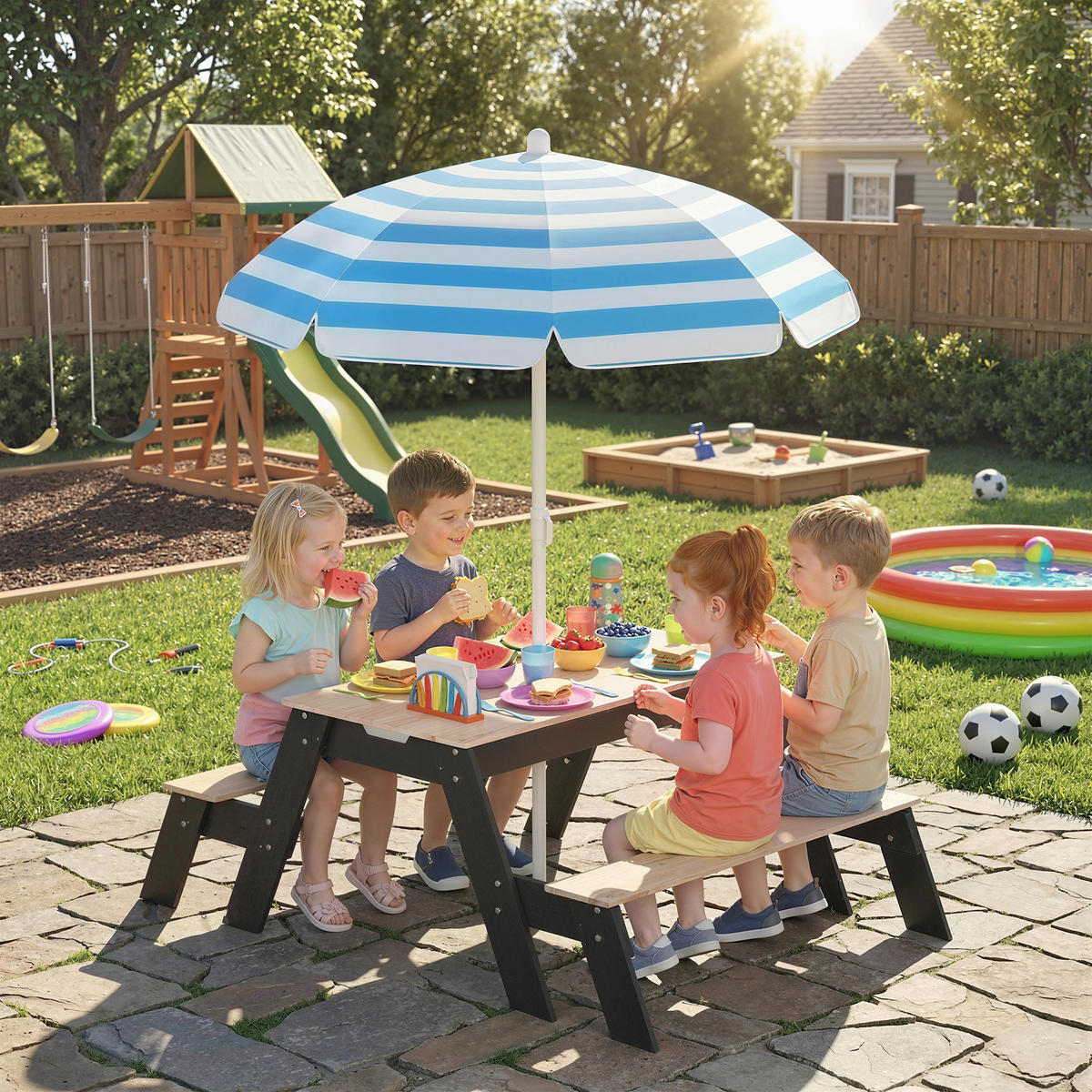 KINDERSITZGRUPPE DE-17561 Naturholz - Naturfarben, Metall (95/160/113cm) - ComfortXL