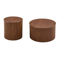 COUCHTISCH-SET DE-37391 2er-Set Nesting mit Säulendesign Walnuss - Walnussfarben, Holzwerkstoff (65/65/40cm) - ComfortXL