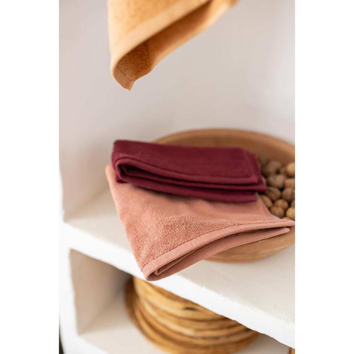 HANDTUCH MIT ÖSE Curl weinrot 50 x 50 cm - Weinrot, Textil (50/50cm) - Winkler