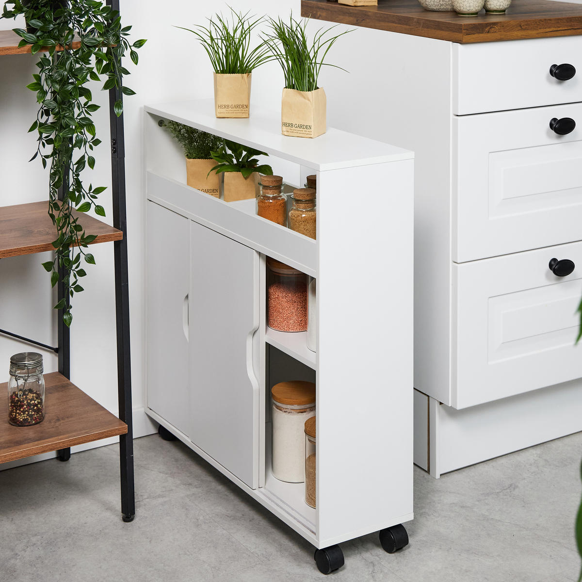 NISCHENSCHRANK - Weiß, Holzwerkstoff/Kunststoff (70/71.5/20cm) - Relaxdays