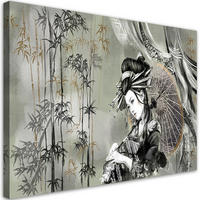 WANDBILD geisha und bambus - Braun, Textil (60/40cm) - Feeby