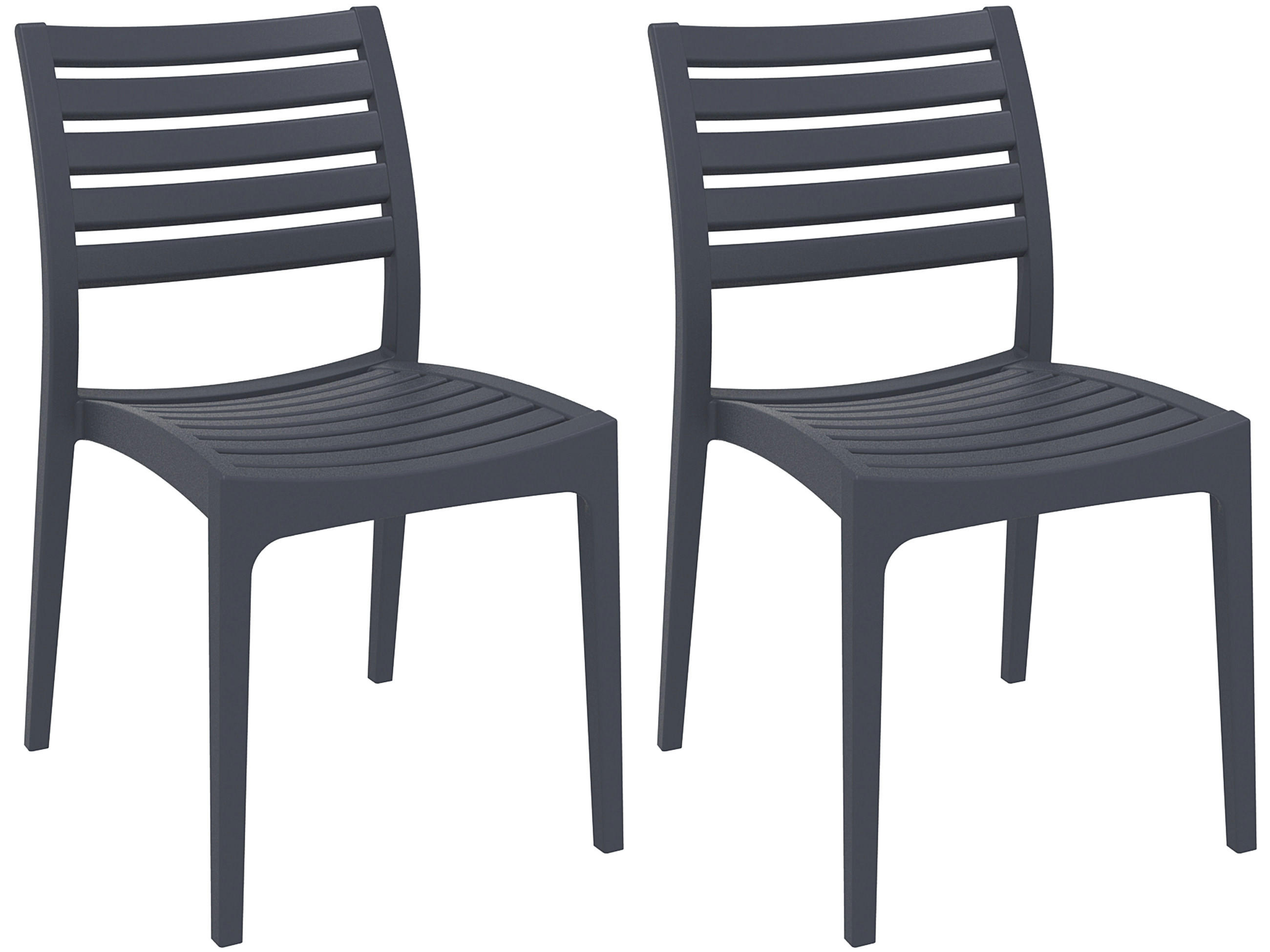 GARTENSTUHL 2er Set Kunststoff dunkelgrau - Dunkelgrau, Kunststoff (48/82/48cm) - CLP